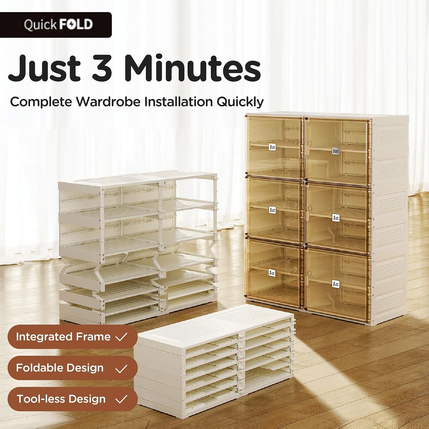 ANTBOX Portable Shoe Rack Organizer for Closet Entryway, Stackable Sneaker Storage Shoe Cabinet with Magnetic Clear Door, Large Plastic Storage containers Bins with Lids 6 Tiers 24 Pairs - Image 5