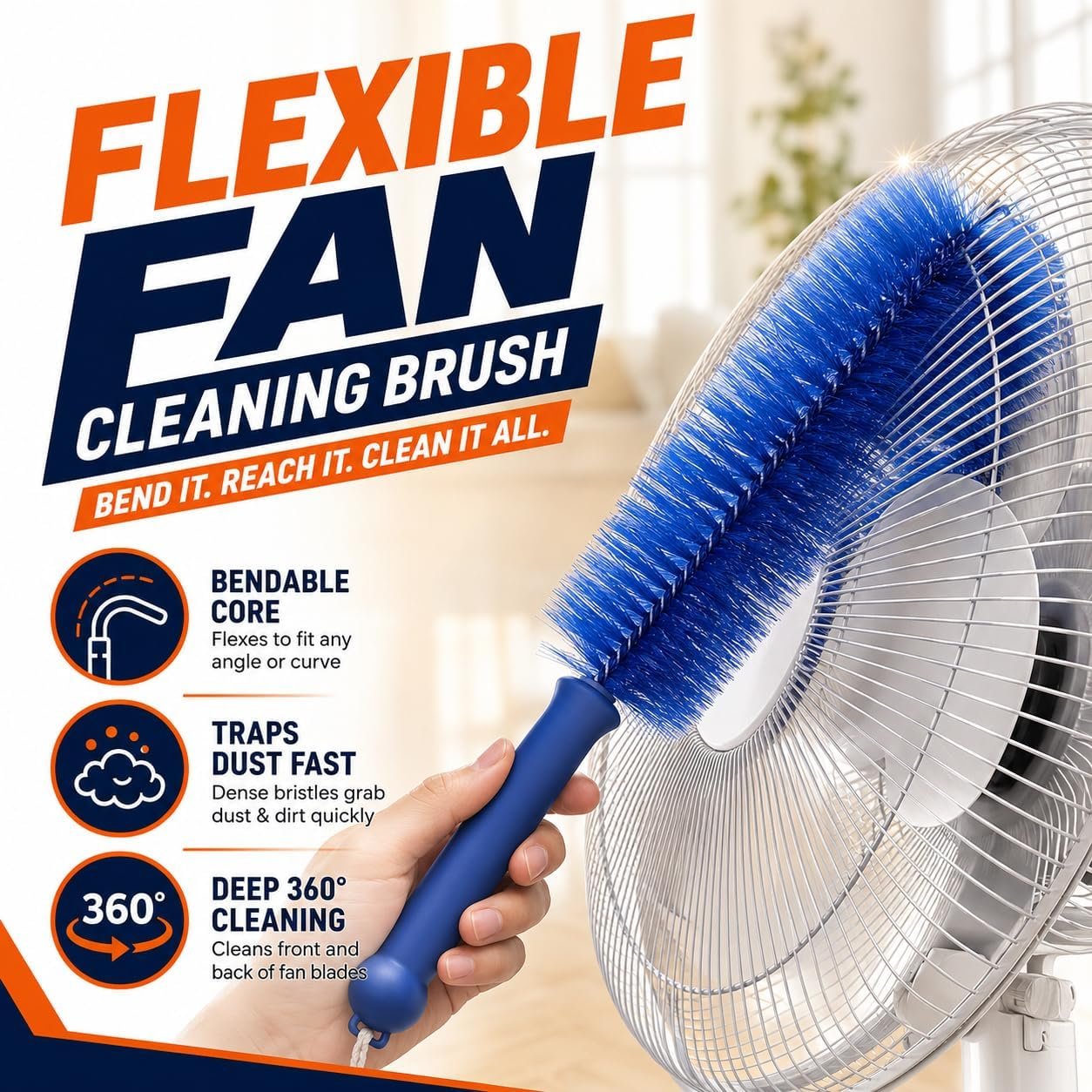 2026 New Bendable Microfiber Duster, Upgrade Reusable Bendable Cleaning Brush for Home Electric Fan Air Conditioner Car Vent Curtains Cleaner(Gray) - Image 3