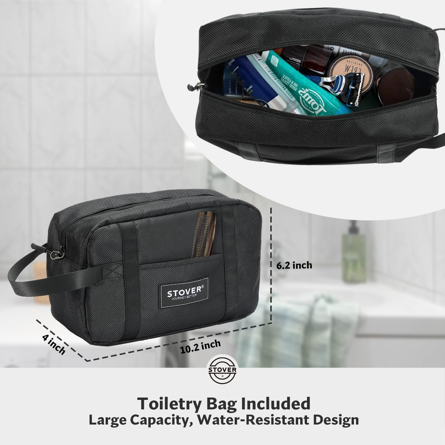 STOVER 45/80/100L Rolling Duffel Bag with Wheels, X-Large Durable Travel Duffle + Toiletry Bag, Heavy Duty, Packable with Shoulder Straps- Use as Luggage or Backpack, Men/Women (Black) - Image 8