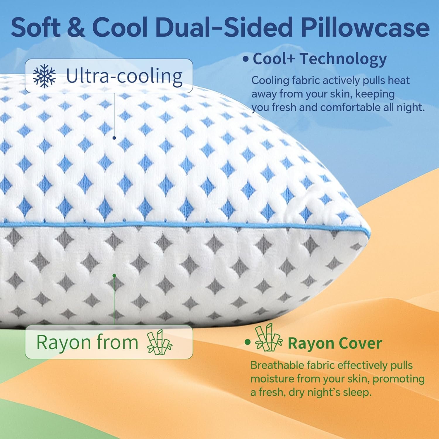 King Size Pillows Set of 2, Cooling Shredded Memory Foam Pillows - Image 3