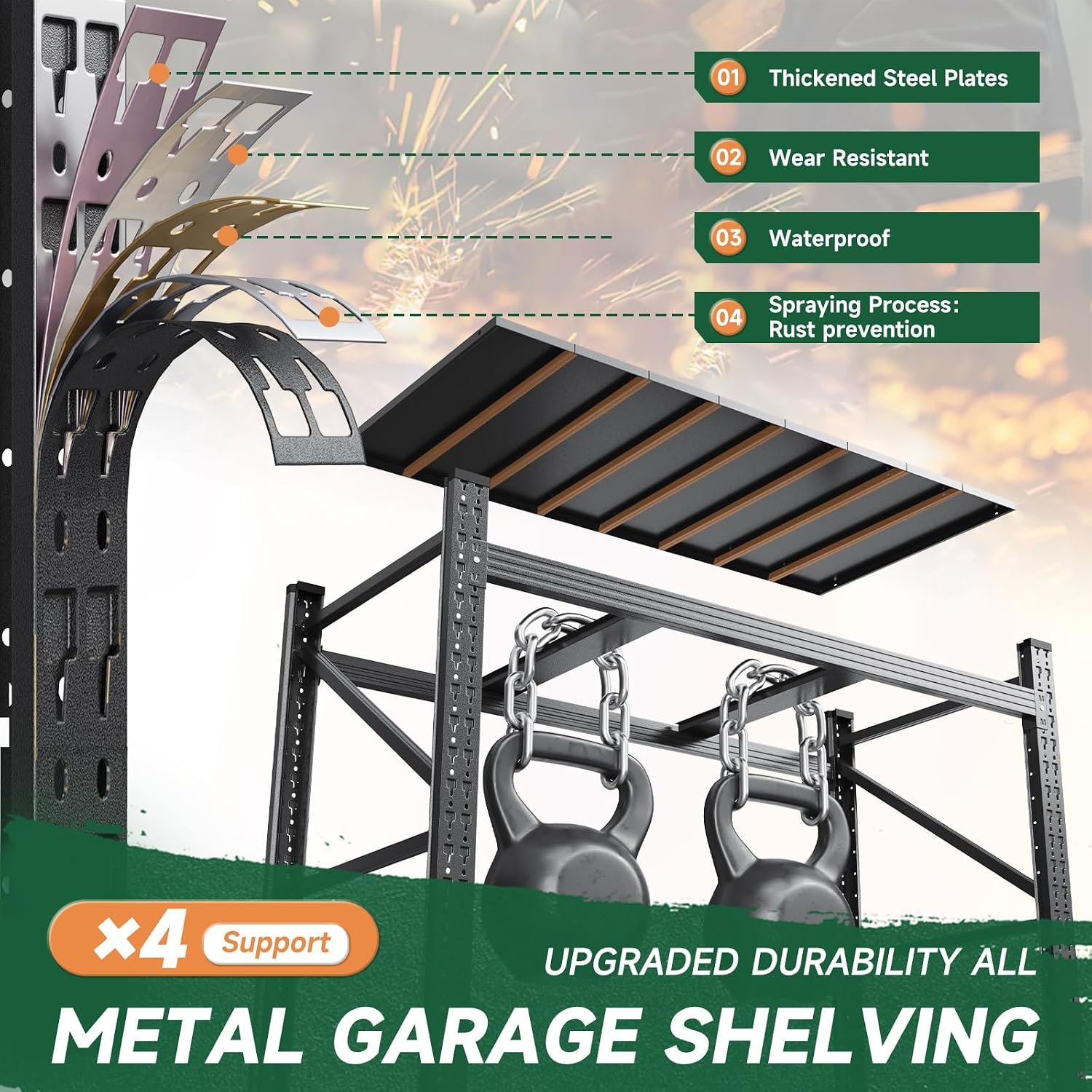 Letaya 4000LBS Storage Shelves Heavy Duty,60" W Garage Shelving Units, 4 Tier Adjustable Utility Rack Shelf,Large Metal Industrial Shelves,for Shop,Warehouse,Basement,Black (60" W x 24" D x 70" H) - Image 8