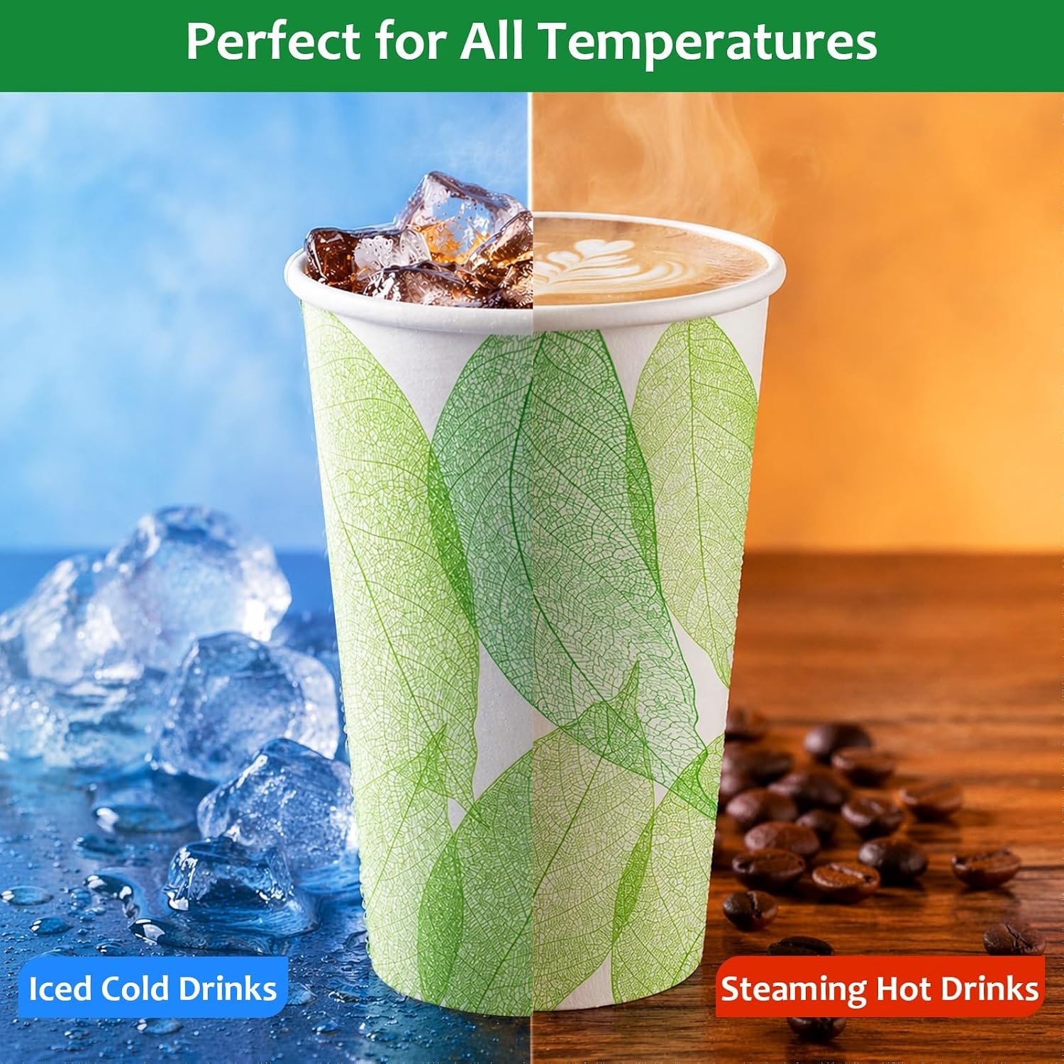 16oz 180Count Compostable Paper Cups, Plant-Based Disposable Coffee Cups with PLA Lining, Perfect for Hot & Cold Drinks, Coffee, Party, Office & Daily Use - Image 5
