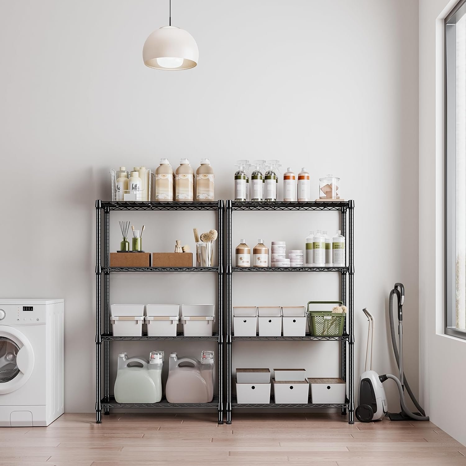 M MZG 1000 lbs 4 Tier Shelf Metal Storage Shelves Shelving Wire Rack Heavy Duty Closet Organizers for Garage Kitchen Bathroom Laundry Black 13.8" D x 35.4" W x 59.5" H - Image 4