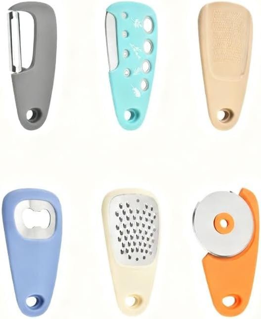 6-Piece Kitchen Gadget Set, Multi-Function Tools with Grater, Peeler, Pizza Cutter, Herb Stripper, Bottle Opener - Image 2