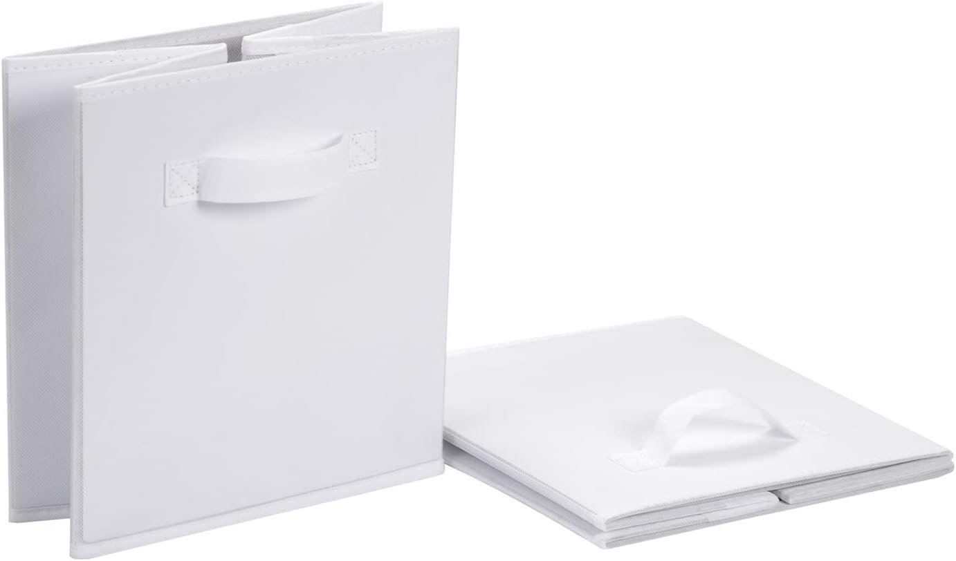Amazon Basics Collapsible Fabric Storage Cubes Organizer with Handles, Sturdy Storage Bins, White, 10.5-x-10.5-x-11-inch, 6-Pack - Image 4