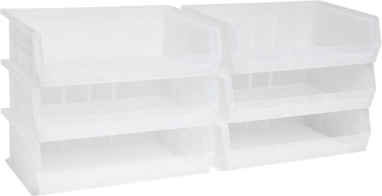 Akro-Mils 30255 AkroBins Plastic Storage Bins, 11"x16"x5", Clear, 6-Pack