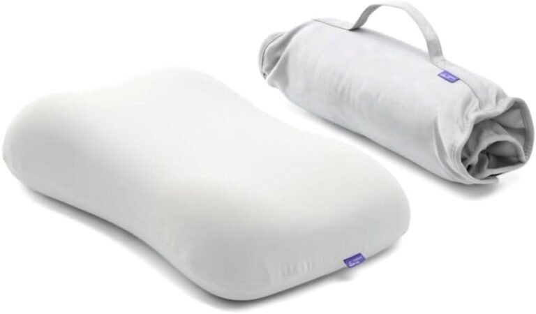 Cushion Lab Travel Deep Sleep Pillow – Compact Memory Foam Neck Pillow for Sleeping, Portable Pillow for Hotels, Camping, Side & Back Sleepers, On-the-Go – Calm Grey