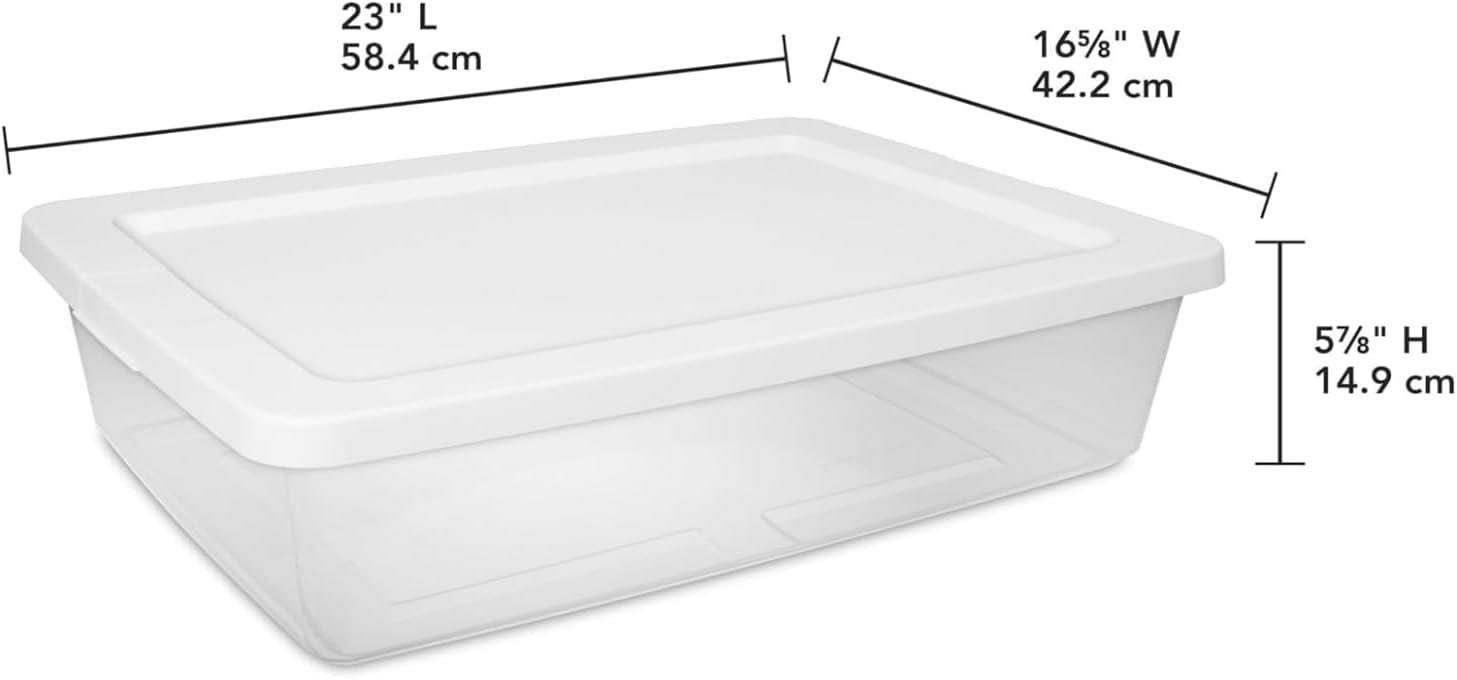 (2 pack) 28 Quart Clear Storage Bin with Lid, Under Bed Storage Container, Low-Profile Stackable Plastic Bin for Clothes, Towels