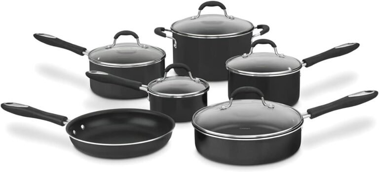 Cuisinart Pots and Pans Set, Nonstick w/Aluminum Core, 11-Piece, Black