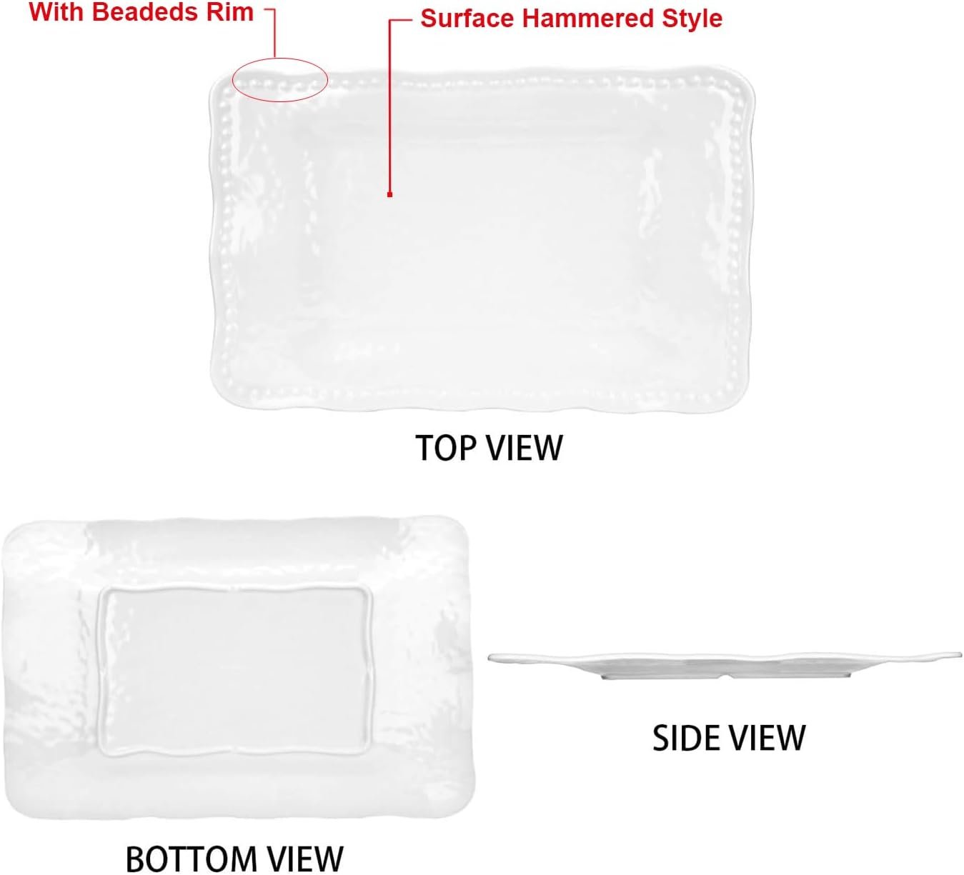 Melamine Trays, 17-inch Serving Trays and Platters, Set of 2 White - Image 3