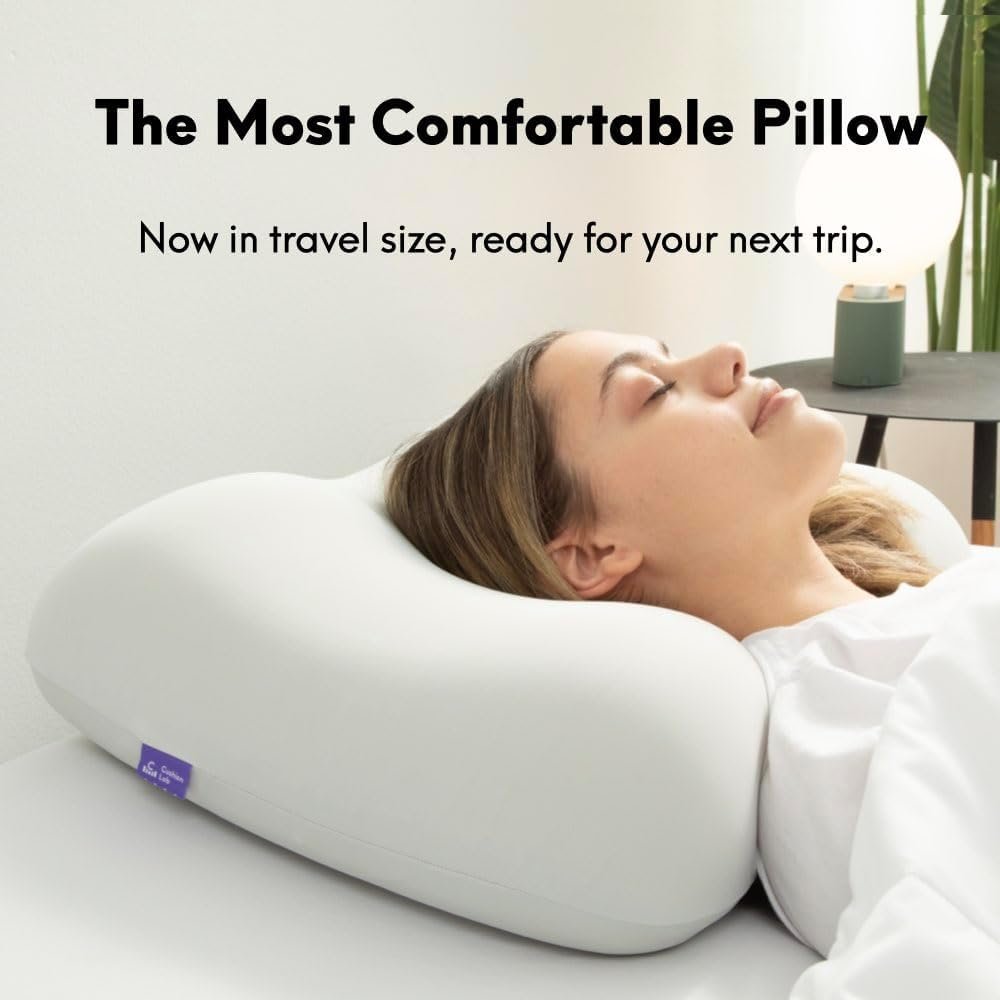 Cushion Lab Travel Deep Sleep Pillow – Compact Memory Foam Neck Pillow for Sleeping, Portable Pillow for Hotels, Camping, Side & Back Sleepers, On-the-Go – Calm Grey - Image 3