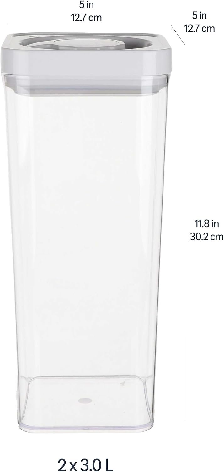 Amazon Basics Airtight Food Storage Containers, BPA Free, Dishwasher Safe, with Twist/Turn Lids, for Kitchen Pantry Organization, 10-Piece Square Set, Clear Plastic - Image 8