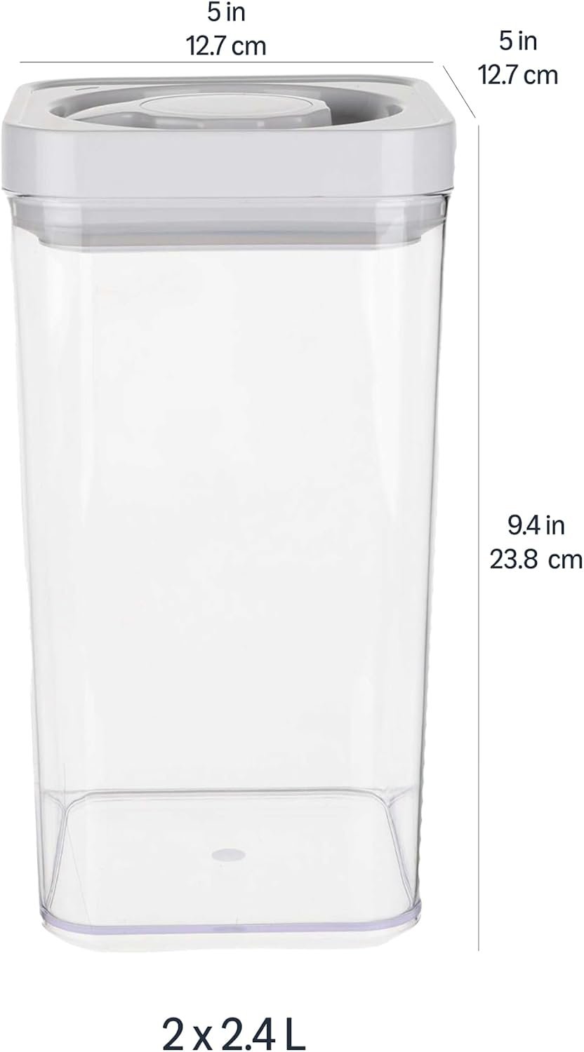 Amazon Basics Airtight Food Storage Containers, BPA Free, Dishwasher Safe, with Twist/Turn Lids, for Kitchen Pantry Organization, 10-Piece Square Set, Clear Plastic - Image 7