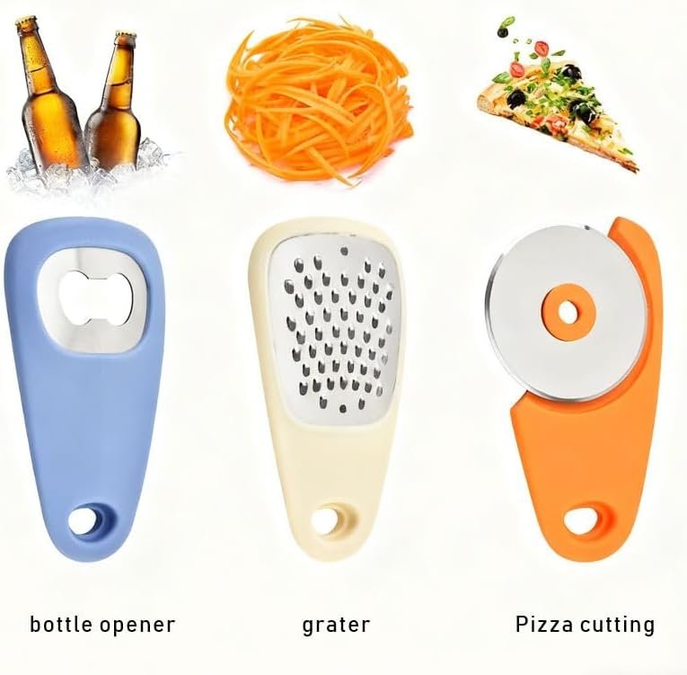 6-Piece Kitchen Gadget Set, Multi-Function Tools with Grater, Peeler, Pizza Cutter, Herb Stripper, Bottle Opener - Image 3