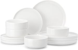 MALACASA 12 Pcs Porcelain Plates an...