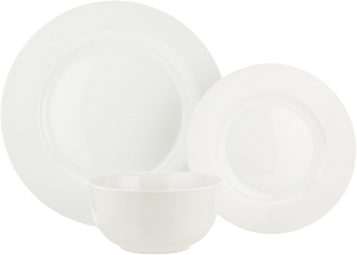 Amazon Basics Porcelain Dinnerware Set, Microwave and Dishwasher Safe, Service for 6, 18-Piece, Plates, Bowls, White - Image 5