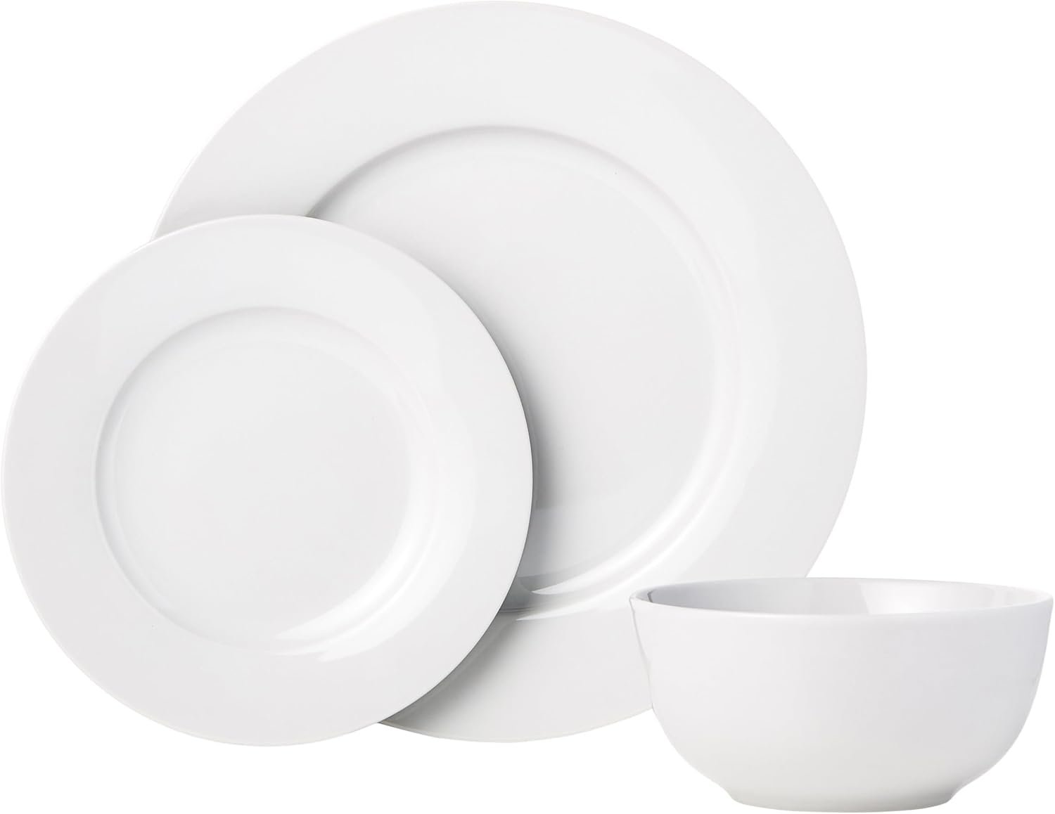 Amazon Basics Porcelain Dinnerware Set, Microwave and Dishwasher Safe, Service for 6, 18-Piece, Plates, Bowls, White - Image 2