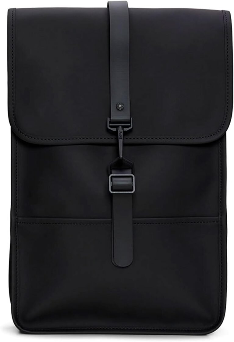 RAINS Backpack Mini, Black Waterproof Laptop Bag for Women and Men, Small