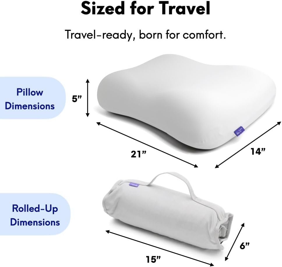 Cushion Lab Travel Deep Sleep Pillow – Compact Memory Foam Neck Pillow for Sleeping, Portable Pillow for Hotels, Camping, Side & Back Sleepers, On-the-Go – Calm Grey - Image 6
