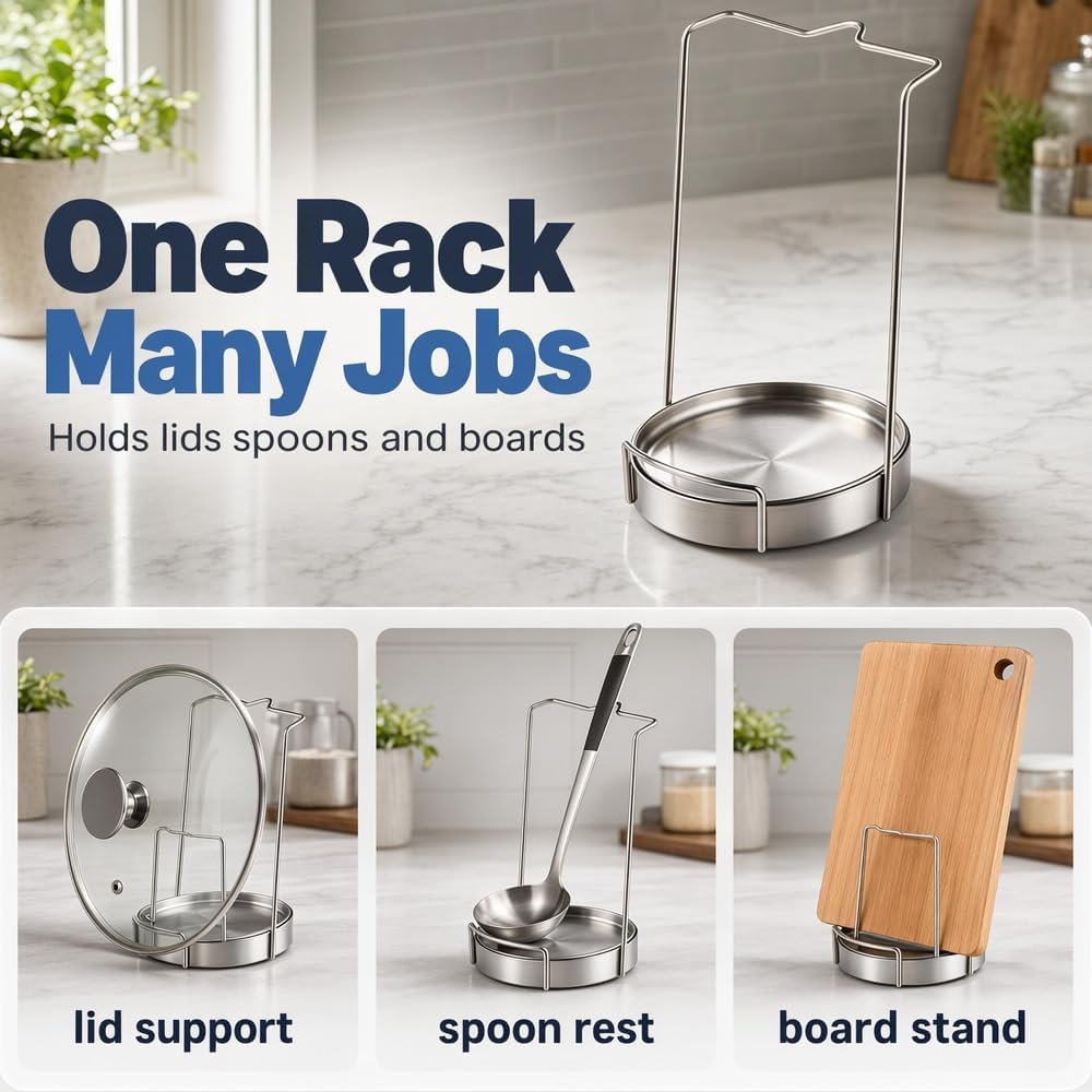 Multi-Functional Kitchen Utensil Holder, Ladle Holder,Easy Storage, Dishcloth Rack, Pan Lid Holder, Cooking Utensil Holder Organizer,1 - Image 3