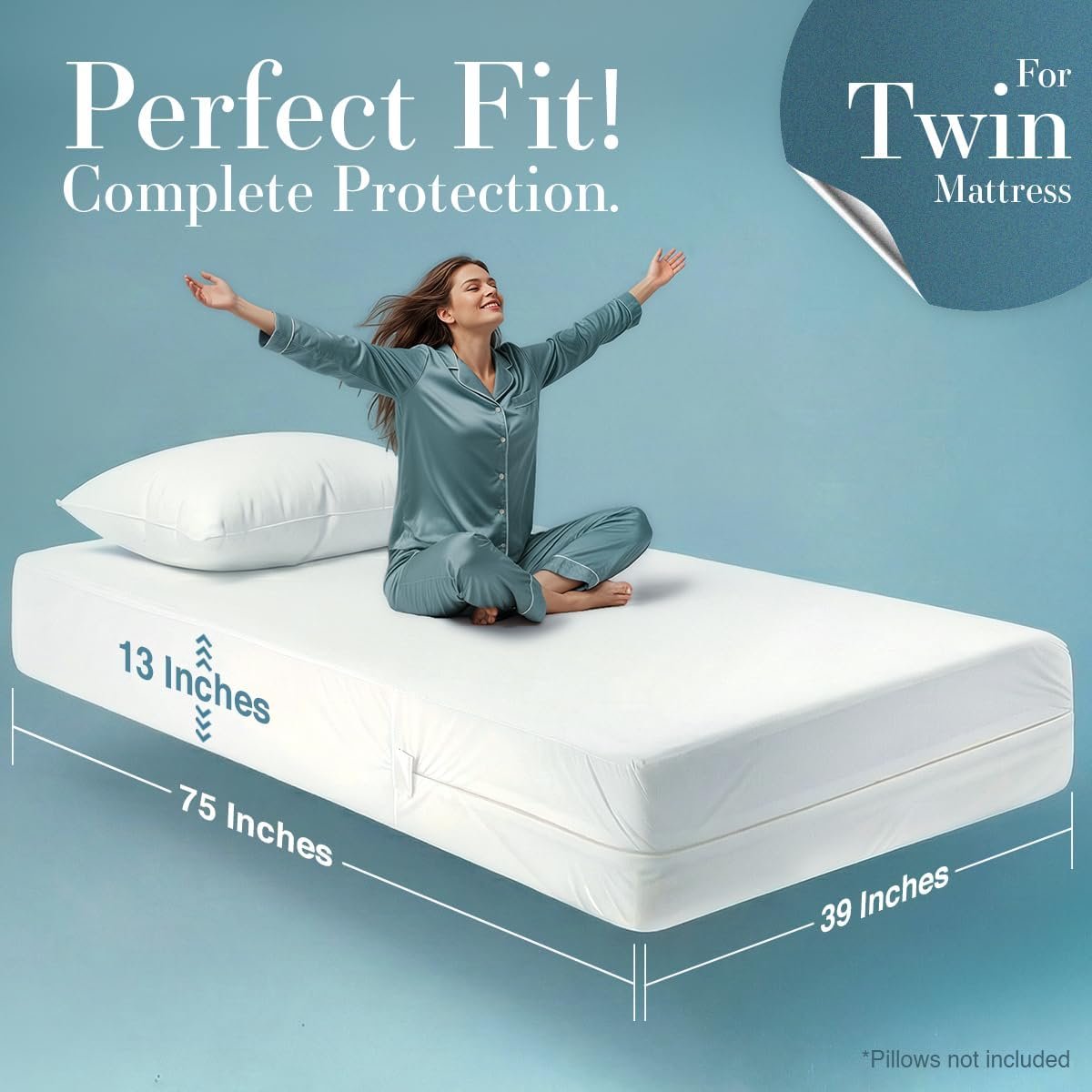 Utopia Bedding Twin Size Mattress Protector Zippered, 100% Waterproof - Image 2