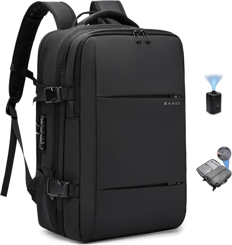 BANGE Air Vacuum Backpack with Pump,Seal Air Packing Vacuum System Compression with Anti Theft Lock, Expandable Large Capacity Backpack for Travel…