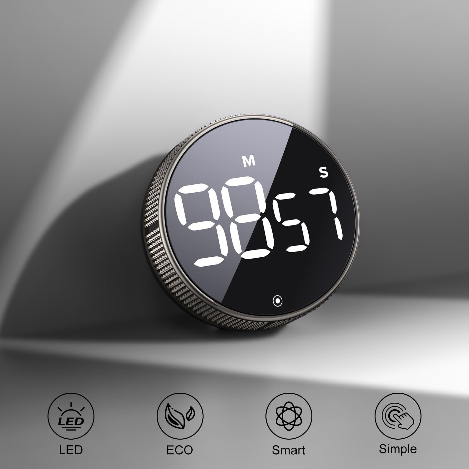 BlueSnail Kitchen Timer with LED Digital Display Smart Efficana for Home Classroom Gym Office, Volume and Brightness Adjustable Productivity Timer (Guncolor) - Image 2