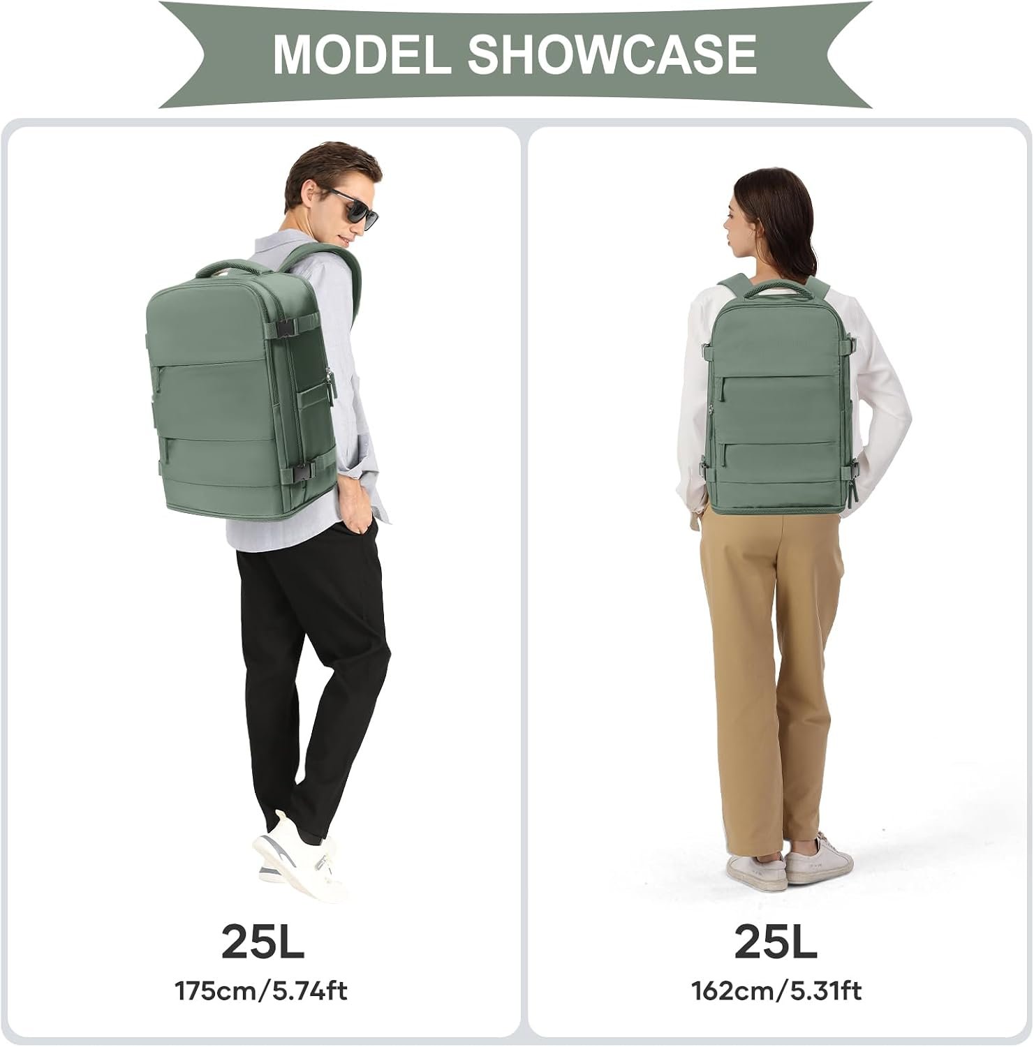 coowoz Travel Backpack For Women Men,Carry On Backpack,Hiking Backpack Waterproof Outdoor Sports Rucksack Casual Daypack Travel Essentials(Olive Green) - Image 9