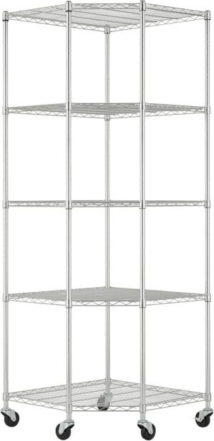 5-Tier Adjustable Wire Shelving wit...