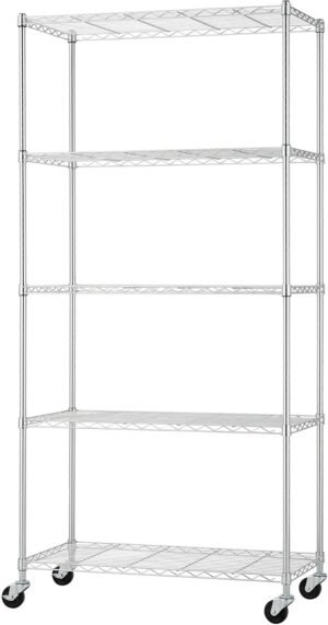 5-Tier Adjustable Wire Shelving wit...