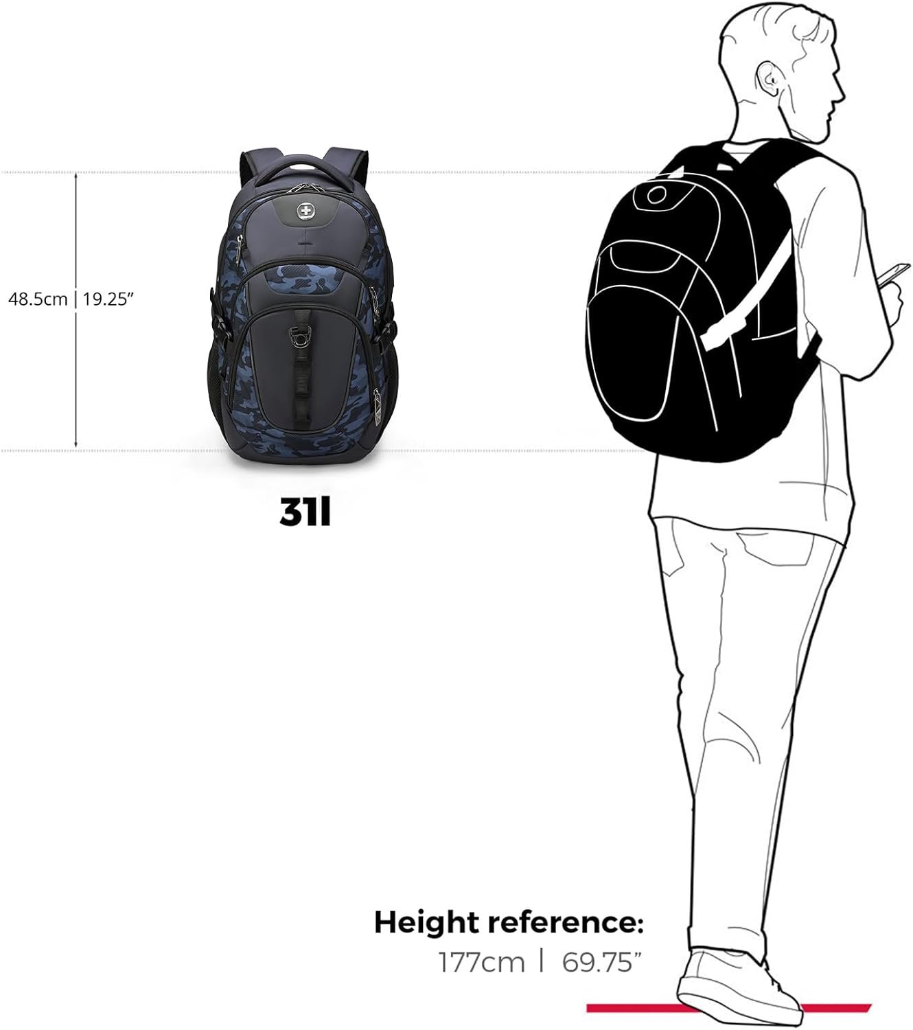 Swissdigital Design Laptop Backpack for Men with USB Charging Port SD803-92 - Image 9