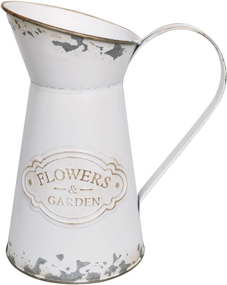 Rustic Shabby Chic Vase Small Metal Vase Vintage Milk Jug Mini Pitcher Decorative Flower Vase Farmhouse Decor for Home, Kitchen, Bathroom