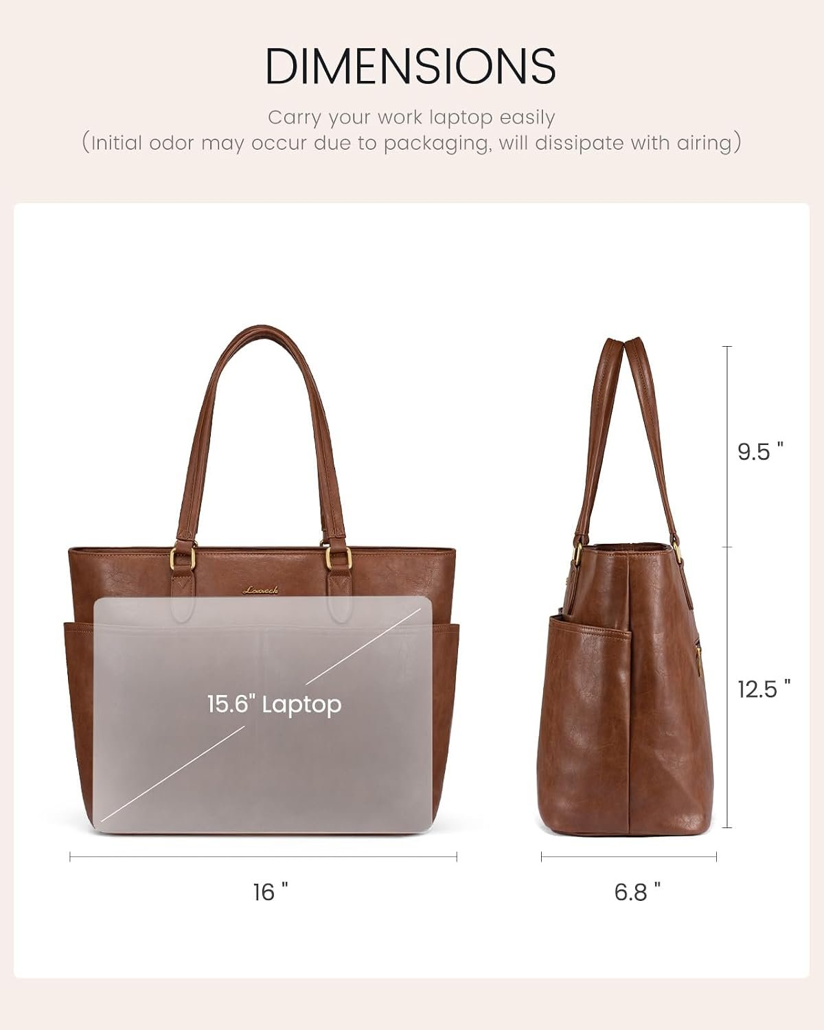 LOVEVOOK Work Tote Bags for Women, Vintage Leather 15.6 Inch Laptop Bag with Large Cup Holder, Teacher Nurse Medical Professional Computer Bag, Office Briefcase Handbag Gift - Image 5