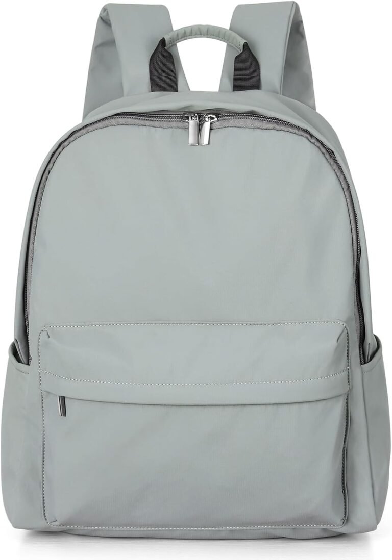Zicac Canvas Backpack, Classic Basic Daypack, Lightweight Casual Travel Daypack Satchel Backpack (Gray-Green‌)