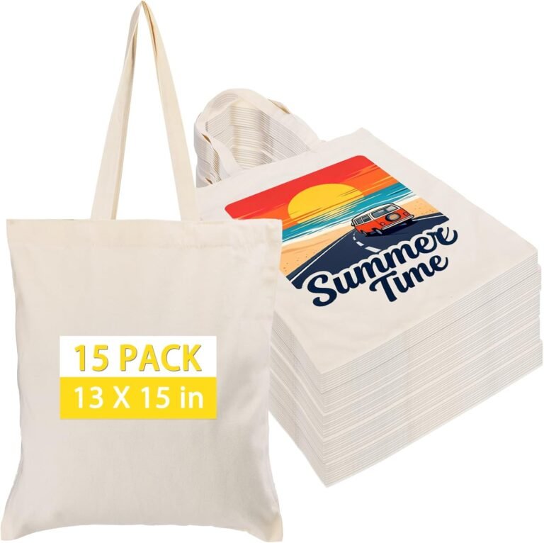 Canvas Tote Bag Bulk for DIY Projects, 13x15 Inches Tote Bags for Sublimation, 10oz Machine Washable Fabric
