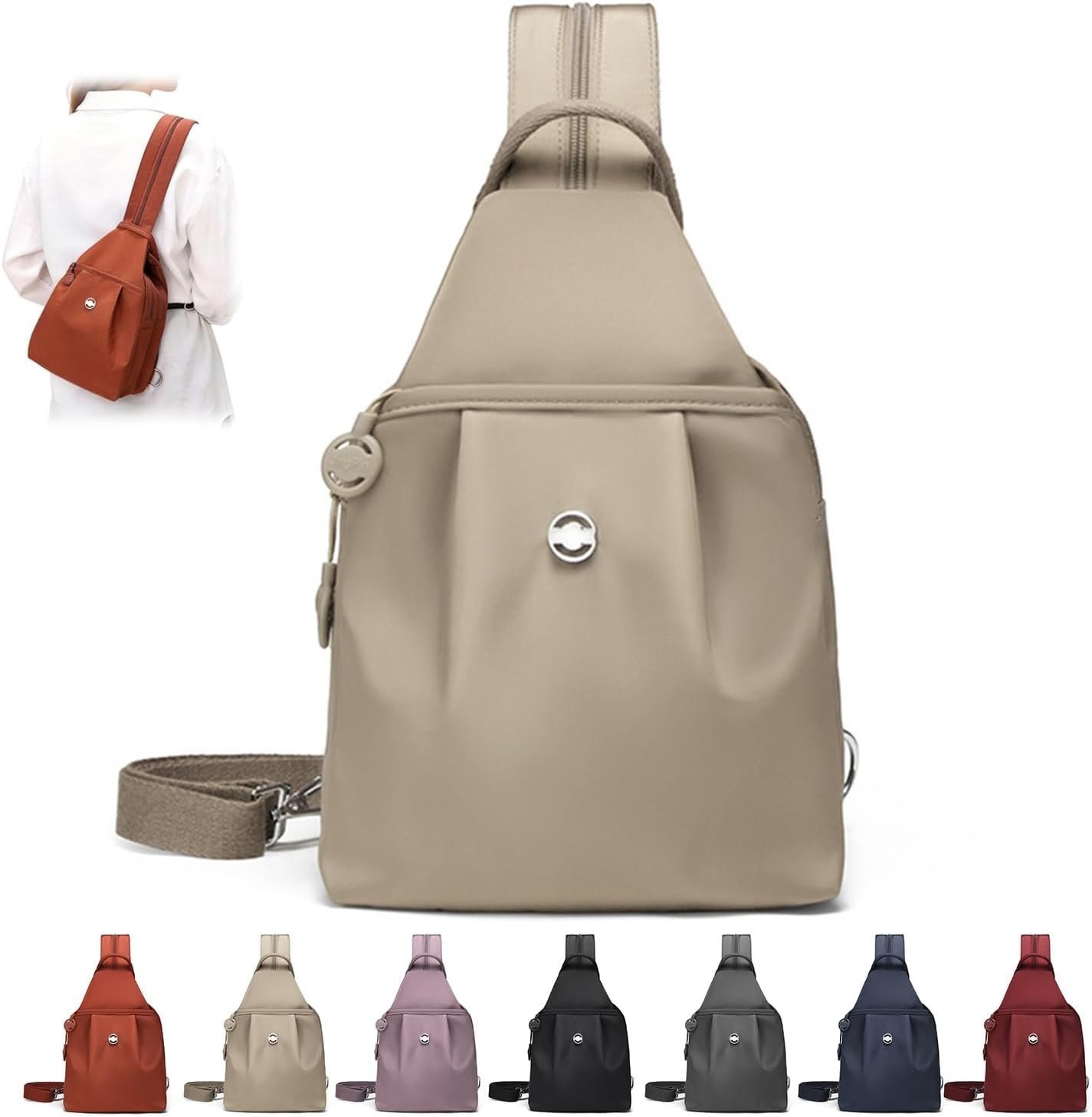 3 in 1 Anti Theft Travel Tote Bag, Convertible Capacity Backpack Purse, Lightweight Sling Bag for Women's Commute & Outdoor (Light Khaki)