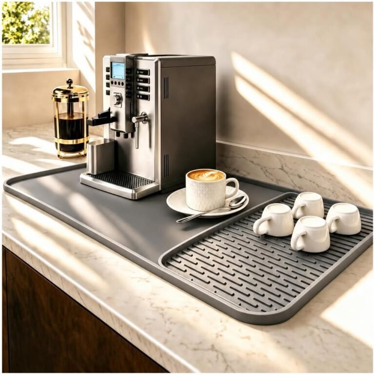 Caketime 2 In 1 Silicone Coffee Bar Mat Accessories Detachable Dish Drying Rug Rack Stone for Kitchen Counter Home Household Apartment Office Essentials Barista Espresso Machine Drainer Must Have