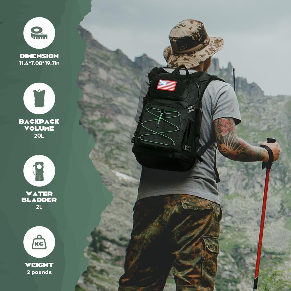 Maelstrom Lightweight Hydration Hiking Backpack with 2L/3L Water Bladder - Image 6