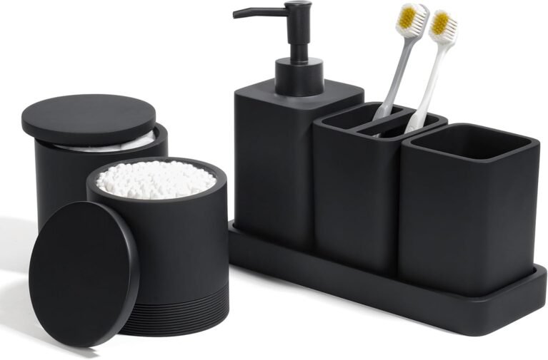 YMXYJM Bathroom Accessories Set, 6 Piece Soap Dispenser Set - Matte Black