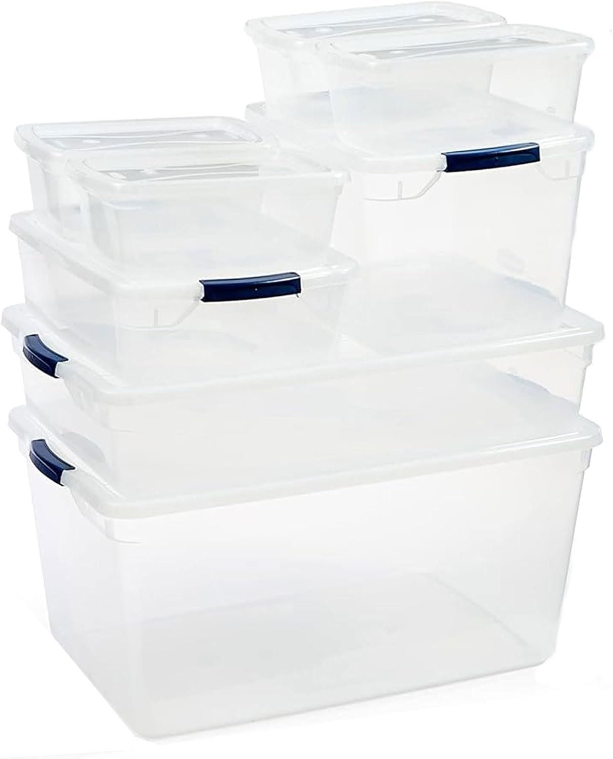 Rubbermaid Cleverstore Clear Dorm Variety 16-Pack, Made in USA, Stackable Large Clear Storage Bins with Lids, See-Through Plastic Storage, with Latching Lids, BPA-Free - Image 8