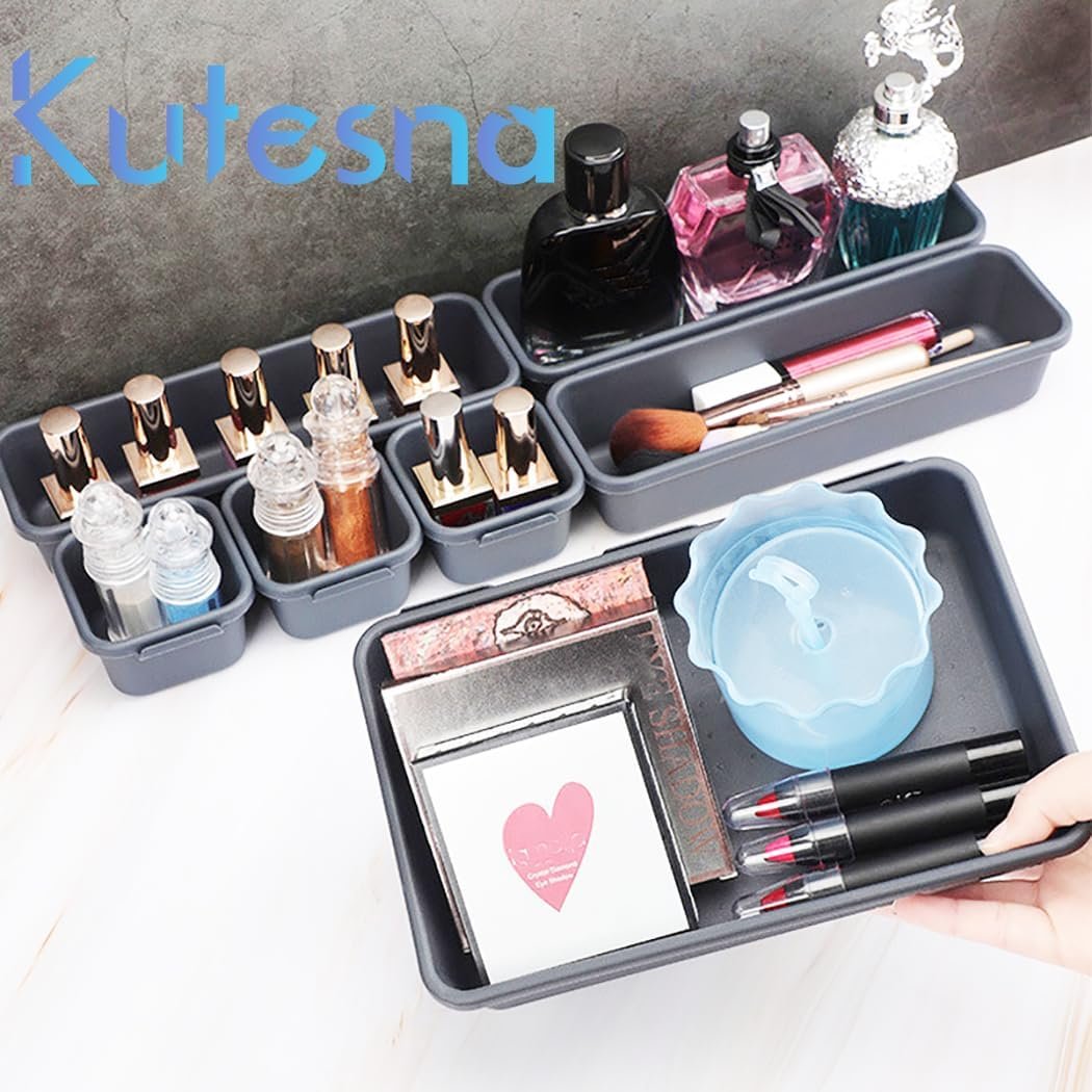 Kutesna 15PCS Plastic Drawer Organizer, Versatile Desk Organizers Set - Image 8