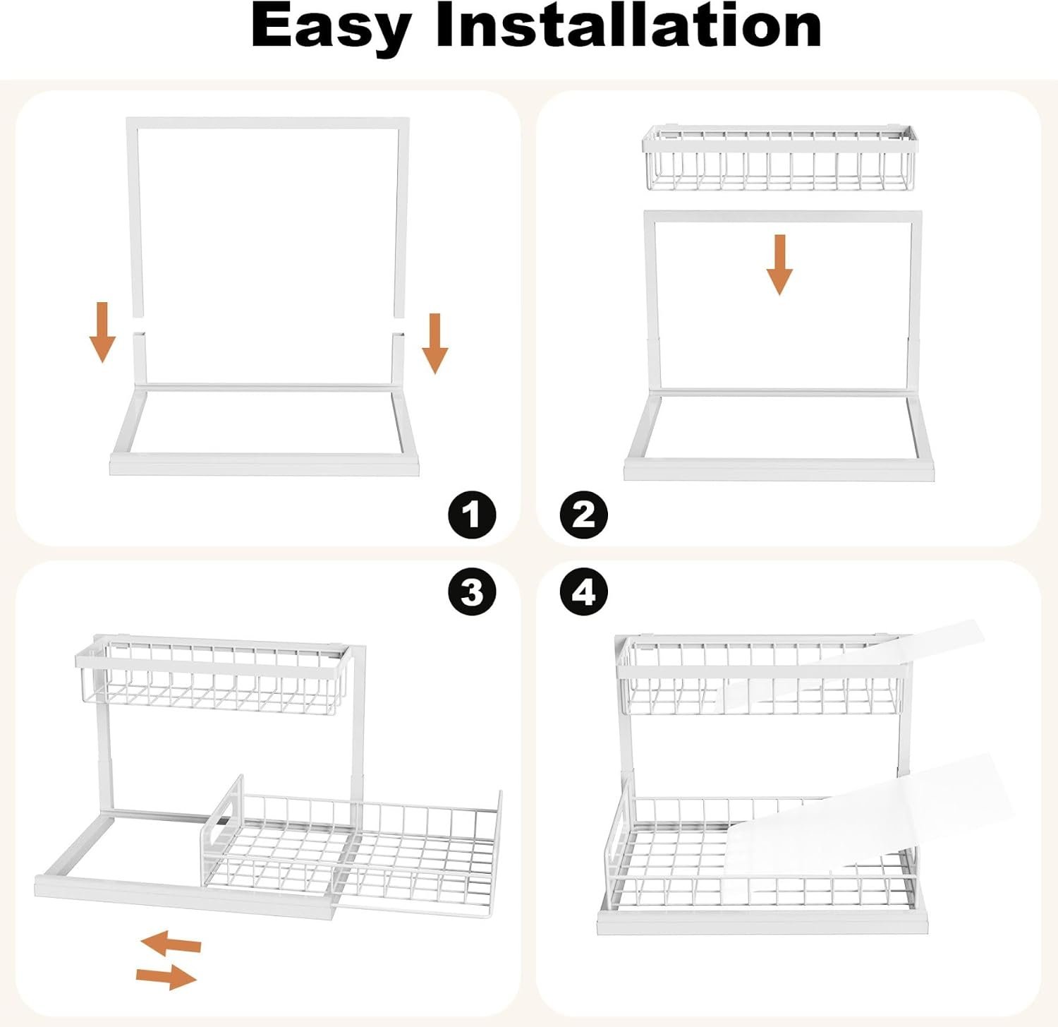 REALINN Under Sink Organizer, L-Shaped 2 Tier Pull Out Cabinet Organizer - Image 7