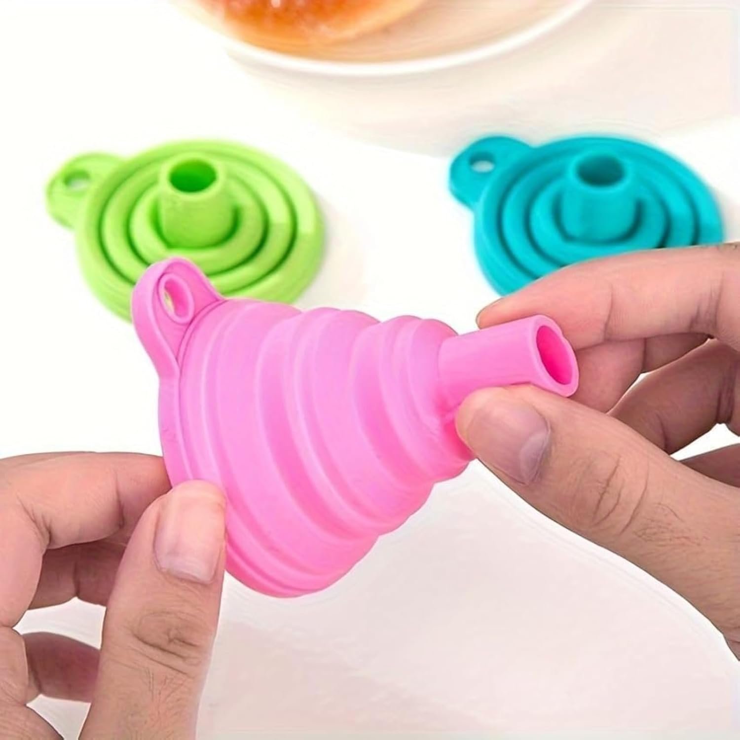 Kitchen Funnel Set 4 Pack, Small and Large, Kitchen Gadgets Accessories Foldable Silicone Collapsible Funnels for Filling Water Bottle Liquid Transfer Food Grade - Image 5