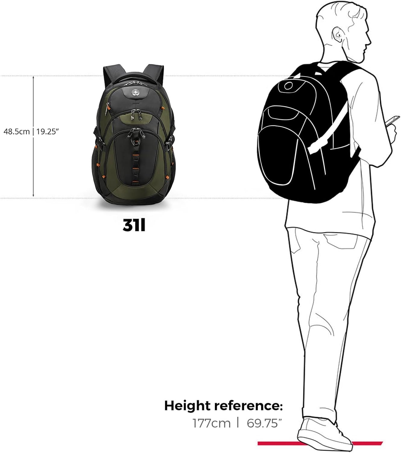 Swissdigital Design Travel Backpack for Men with USB Charging Port SD803-26 - Image 9