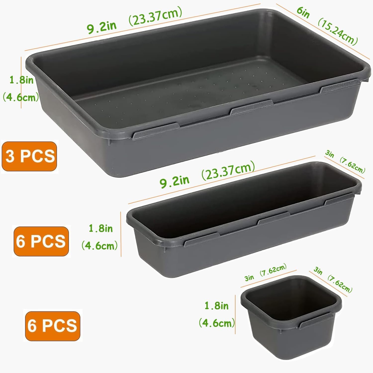 Kutesna 15PCS Plastic Drawer Organizer, Versatile Desk Organizers Set - Image 2