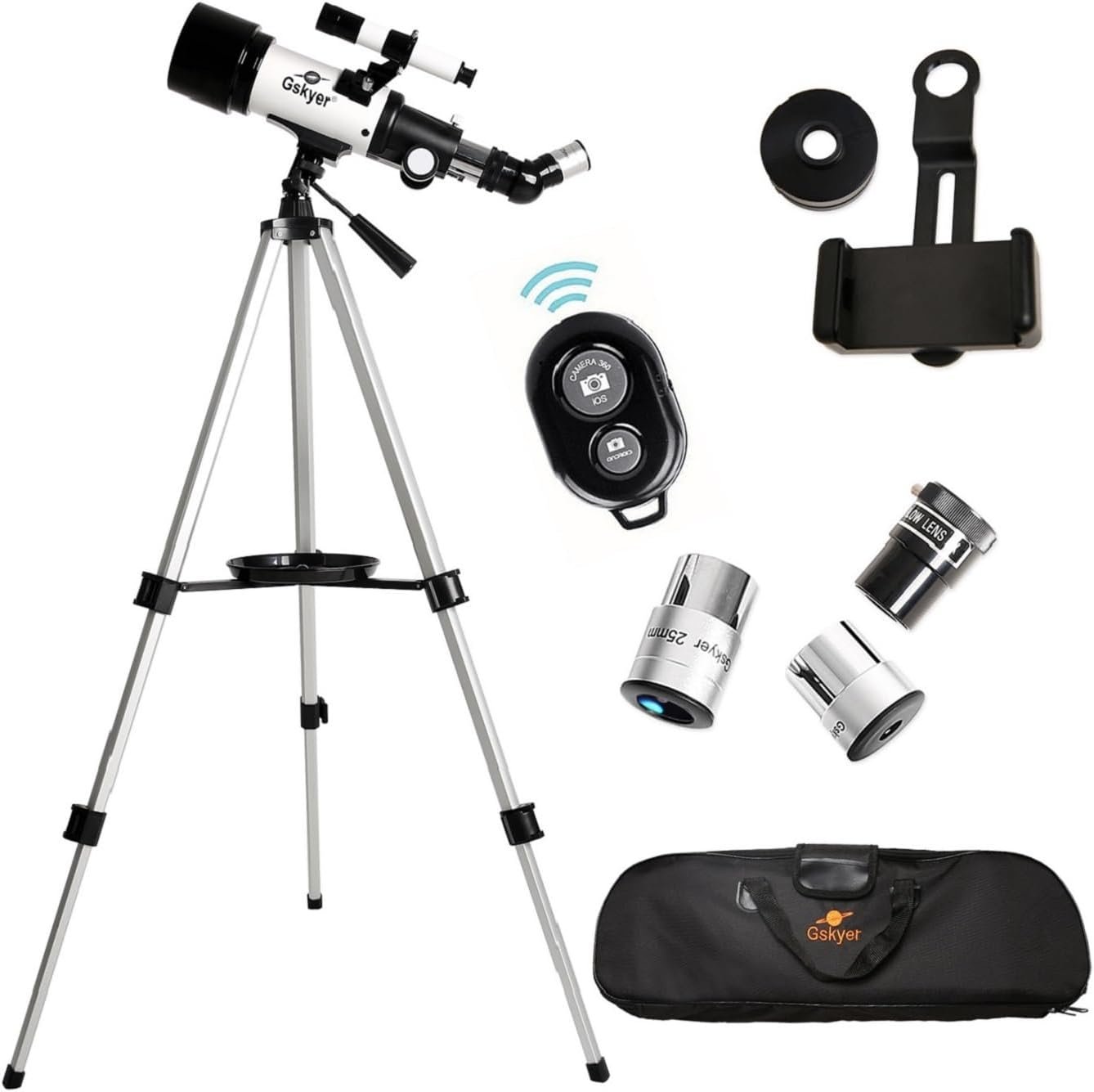 Gskyer Telescope, 70mm Aperture 400mm AZ Mount Astronomical Refracting Telescope for Kids Beginners - Travel Telescope with Carry Bag, Phone Adapter and Wireless Remote. - Image 2
