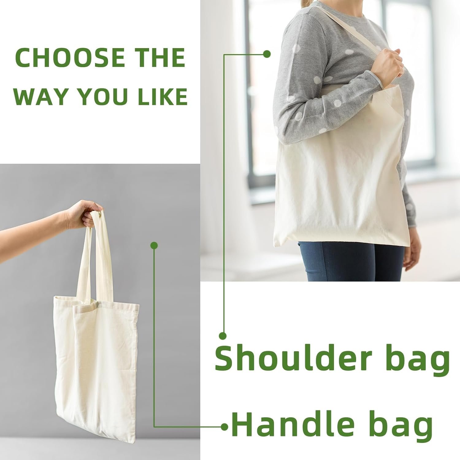 HECTOLIFE 6/12/24/48/ 96 Pack Canvas Tote Bags,Reusable Blank Canvas for Shopping Bags - Image 5