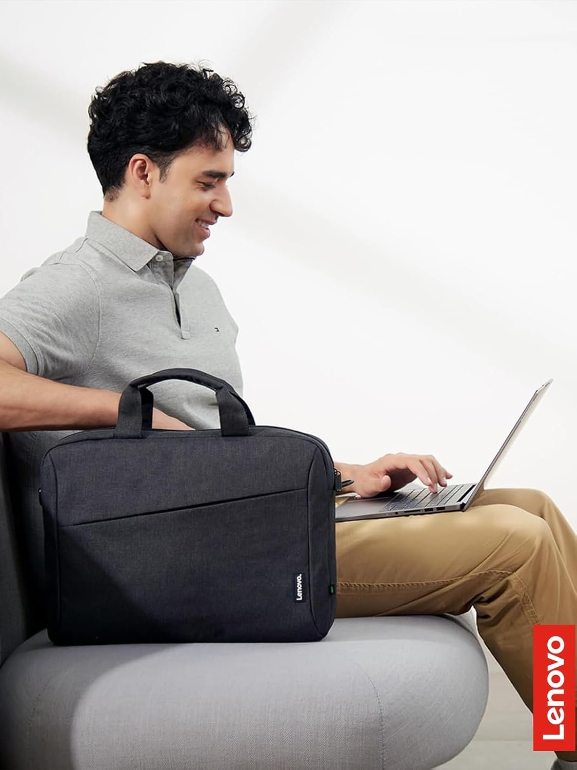 Lenovo Laptop Bag T210, Messenger Shoulder Bag for Laptop or Tablet, Sleek, Durable & Water-Repellent Fabric - Image 2