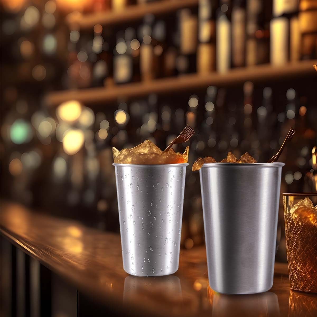 KISEER 5 Pack 16 Ounce Stainless Steel Pint Cups Shatterproof Cup Tumblers Unbreakable Metal Drinking Glasses for Bar, Home, Restaurant - Image 8