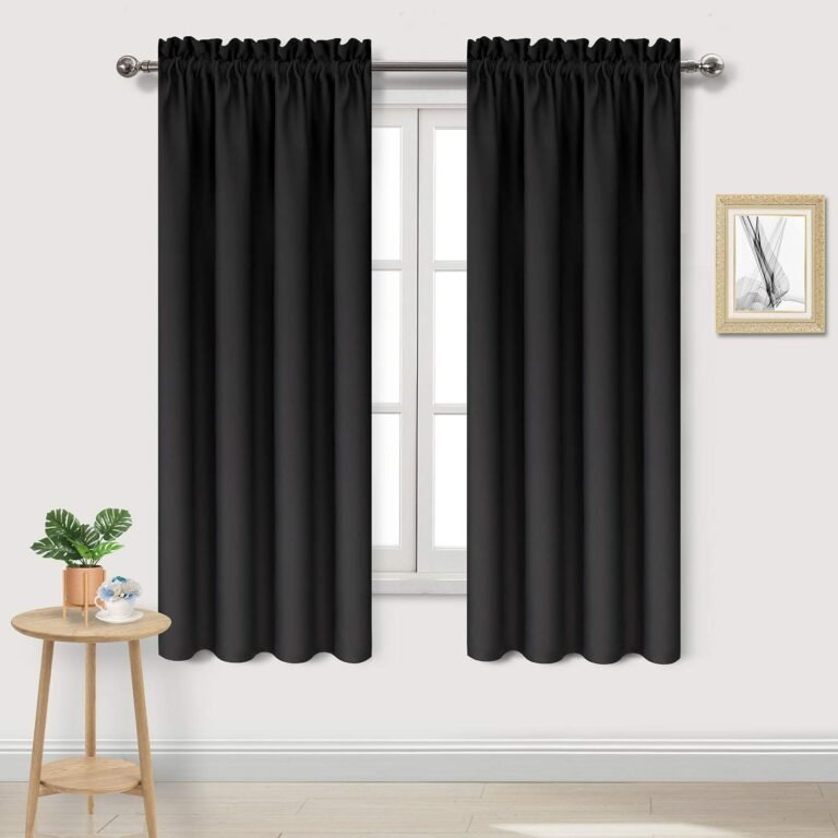 DWCN Blackout Curtains for Bedroom Living Room 42 x 63 Inch Long Black